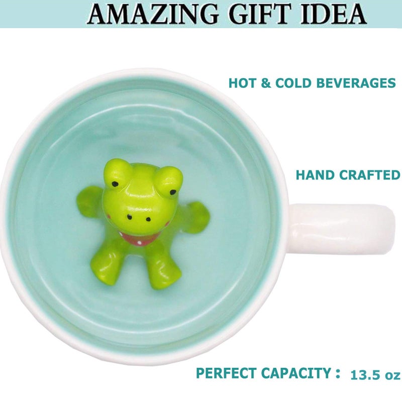 luckyse Frog Inside Coffee Mug Porcelain Figurine Mug 3D Ceramic Mugs - 13 OZ - Image 5